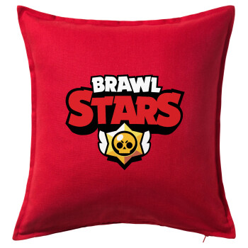 Brawl Stars, Μαξιλάρι καναπέ Κόκκινο 100% βαμβάκι, περιέχεται το γέμισμα (50x50cm)