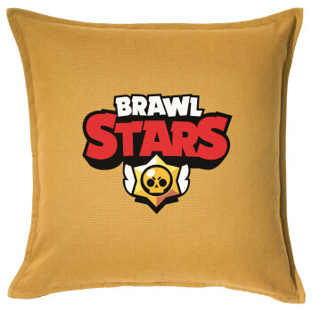Brawl Stars, Μαξιλάρι καναπέ Κίτρινο 100% βαμβάκι, περιέχεται το γέμισμα (50x50cm)
