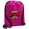 Backpack pouch GYMBAG Fuchsia, with pocket (40x48cm) & thick cords