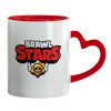 Mug heart red handle, ceramic, 330ml