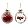 Transparent Christmas tree ball ornament with red filling 8cm