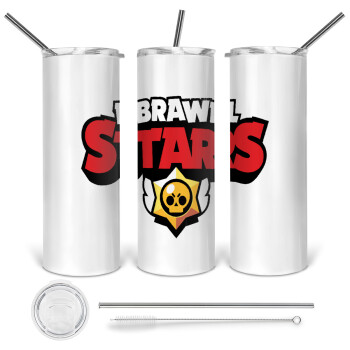 Brawl Stars, 360 Eco friendly ποτήρι θερμό (tumbler) από ανοξείδωτο ατσάλι 600ml, με μεταλλικό καλαμάκι & βούρτσα καθαρισμού