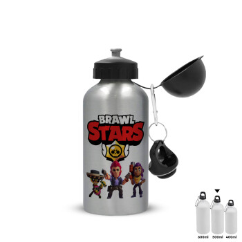 Brawl Stars Desert, Metallic water jug, Silver, aluminum 500ml