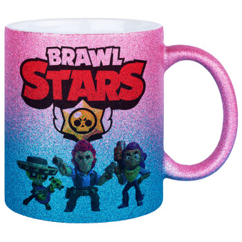 Brawl Stars Desert, Κούπα Χρυσή/Μπλε Glitter, κεραμική, 330ml