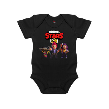 Brawl Stars Desert, Βρεφικό φορμάκι μωρού, 0-18 μηνών, ΜΑΥΡΟ, 100% Organic Cotton, κοντομάνικο