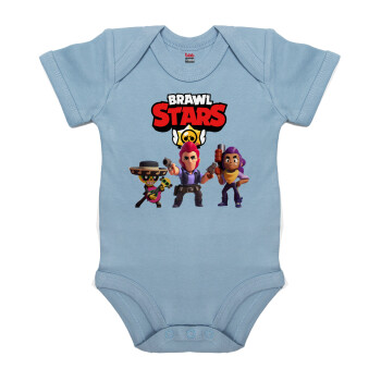 Brawl Stars Desert, Βρεφικό φορμάκι μωρού, 0-18 μηνών, Μπλε, 100% Organic Cotton, κοντομάνικο