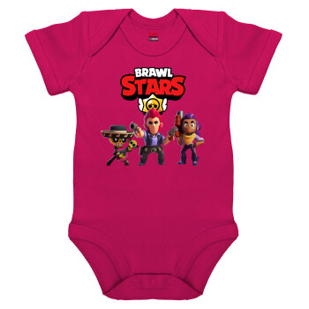 Brawl Stars Desert, Βρεφικό φορμάκι μωρού, 0-18 μηνών, ΡΟΖ, 100% Organic Cotton, κοντομάνικο