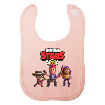 Brawl Stars Desert, Σαλιάρα με Σκρατς ΡΟΖ 100% Organic Cotton (0-18 months)