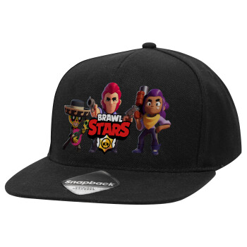 Brawl Stars Desert, Adult Flat Snapback Hat Black, (100% COTTON TWILL, ADULT, UNISEX, ONE SIZE)