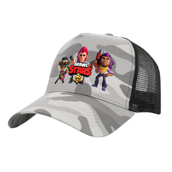 Brawl Stars Desert, Adult Structured Trucker Hat, with Mesh, (Camouflage) Army Camo (100% COTTON, ADULT, UNISEX, ONE SIZE)