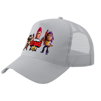 Brawl Stars Desert, Adult Structured Trucker Hat, with Mesh, GRAY (100% COTTON, ADULT, UNISEX, ONE SIZE)