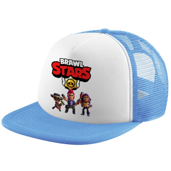 Brawl Stars Desert, Child's Soft Trucker Hat with Blue/White Mesh (POLYESTER, CHILD, ONE SIZE)