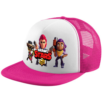 Brawl Stars Desert, Καπέλο παιδικό Soft Trucker με Δίχτυ ΡΟΖ/ΛΕΥΚΟ (POLYESTER, ΠΑΙΔΙΚΟ, ONE SIZE)