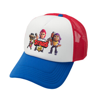 Brawl Stars Desert, Καπέλο Ενηλίκων Soft Trucker με Δίχτυ Red/Blue/White (POLYESTER, ΕΝΗΛΙΚΩΝ, UNISEX, ONE SIZE)