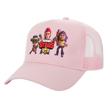 Brawl Stars Desert, Structured Trucker Children's Hat, with Mesh, PINK (100% COTTON, CHILDREN'S, UNISEX, ONE SIZE)