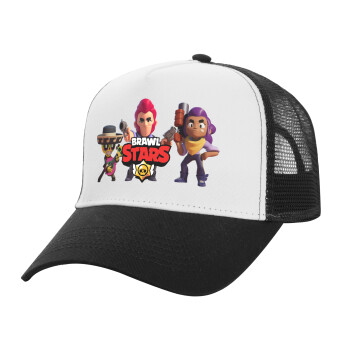 Brawl Stars Desert, Adult Structured Trucker Hat, with Mesh, WHITE/BLACK (100% COTTON, ADULT, UNISEX, ONE SIZE)