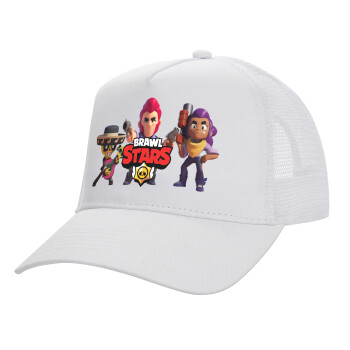 Brawl Stars Desert, Structured Trucker Adult Hat, with Mesh, WHITE (100% COTTON, ADULT, UNISEX, ONE SIZE)