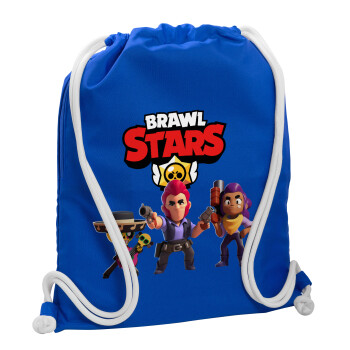 Brawl Stars Desert, Τσάντα πλάτης πουγκί GYMBAG Μπλε, με τσέπη (40x48cm) & χονδρά κορδόνια