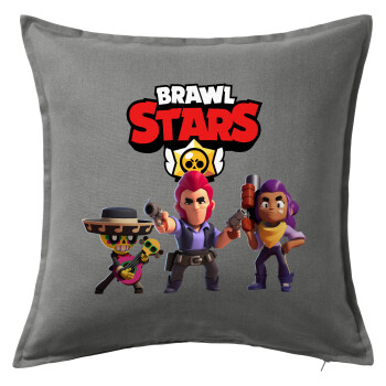 Brawl Stars Desert, Μαξιλάρι καναπέ Γκρι 100% βαμβάκι, περιέχεται το γέμισμα (50x50cm)