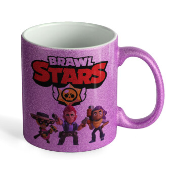 Brawl Stars Desert, Κούπα Μωβ Glitter που γυαλίζει, κεραμική, 330ml