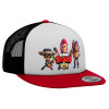 Adult Foam Flat Snapback with Mesh Red-White-Black (POLYESTER, ADULT, UNISEX, ONE SIZE)