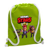 Backpack bag GYMBAG LIME GREEN, with pocket (40x48cm) & thick cords