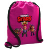 Backpack pouch GYMBAG Fuchsia, with pocket (40x48cm) & thick cords