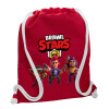 Backpack pouch GYMBAG Red, with pocket (40x48cm) & thick cords