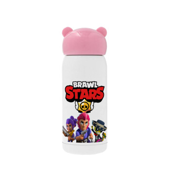 Brawl Stars Blue, Ροζ ανοξείδωτο παγούρι θερμό (Stainless steel), 320ml