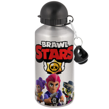 Brawl Stars Blue, Metallic water jug, Silver, aluminum 500ml