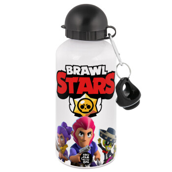 Brawl Stars Blue, Metal water bottle, White, aluminum 500ml