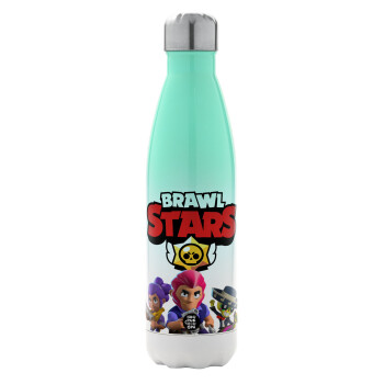 Brawl Stars Blue, Μεταλλικό παγούρι θερμός Πράσινο/Λευκό (Stainless steel), διπλού τοιχώματος, 500ml