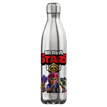 Brawl Stars Blue, Μεταλλικό παγούρι θερμός Inox (Stainless steel), διπλού τοιχώματος, 750ml