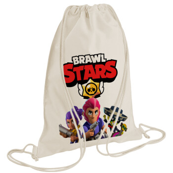 Brawl Stars Blue, Τσάντα πλάτης πουγκί GYMBAG natural (28x40cm)