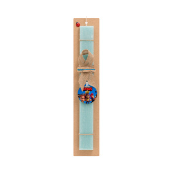 Brawl Stars Blue, Easter Set, wooden keychain & aromatic flat Easter candle (30cm) (TURQUOISE)