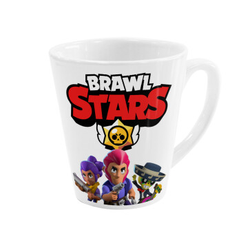 Brawl Stars Blue, Κούπα κωνική Latte Λευκή, κεραμική, 300ml