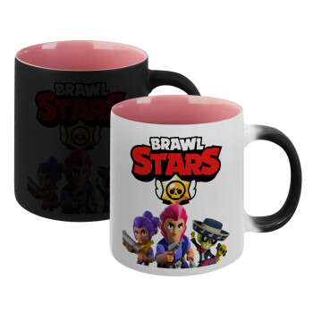 Brawl Stars Blue, Κούπα Μαγική εσωτερικό ΡΟΖ, κεραμική 330ml που αλλάζει χρώμα με το ζεστό ρόφημα