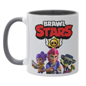 Brawl Stars Blue, Κούπα χρωματιστή γκρι, κεραμική, 330ml