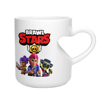 Brawl Stars Blue, Κούπα καρδιά λευκή, κεραμική, 330ml