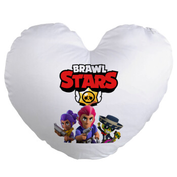 Brawl Stars Blue, Μαξιλάρι καναπέ καρδιά 40x40cm περιέχεται το  γέμισμα