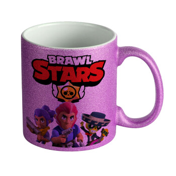 Brawl Stars Blue, Κούπα Μωβ Glitter που γυαλίζει, κεραμική, 330ml