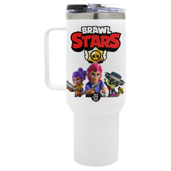 Brawl Stars Blue, Mega Stainless steel Tumbler with lid, double wall 1,2L