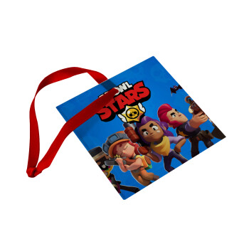 Brawl Stars Blue, Christmas ornament, glass square ornament 9x9cm