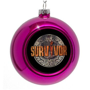 Survivor, Purple Christmas tree ornament bauble 8cm