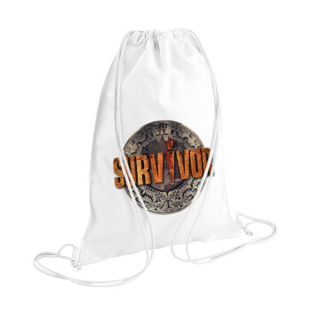 Survivor, Backpack pouch GYMBAG white (28x40cm)