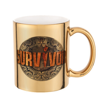 Survivor, Mug ceramic, gold mirror, 330ml