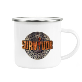 Survivor, Metallic enamel cup white 360ml