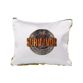 Survivor, Sequin Gold Pouch Cosmetic Bag