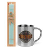 Easter Set, metallic thermal cup (300ml) & aromatic flat Easter candle (30cm) (TURQUOISE)