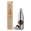 Easter Set, metallic stainless thermos flask (500ml) & scented flat Easter candle (30cm) (GRAY)